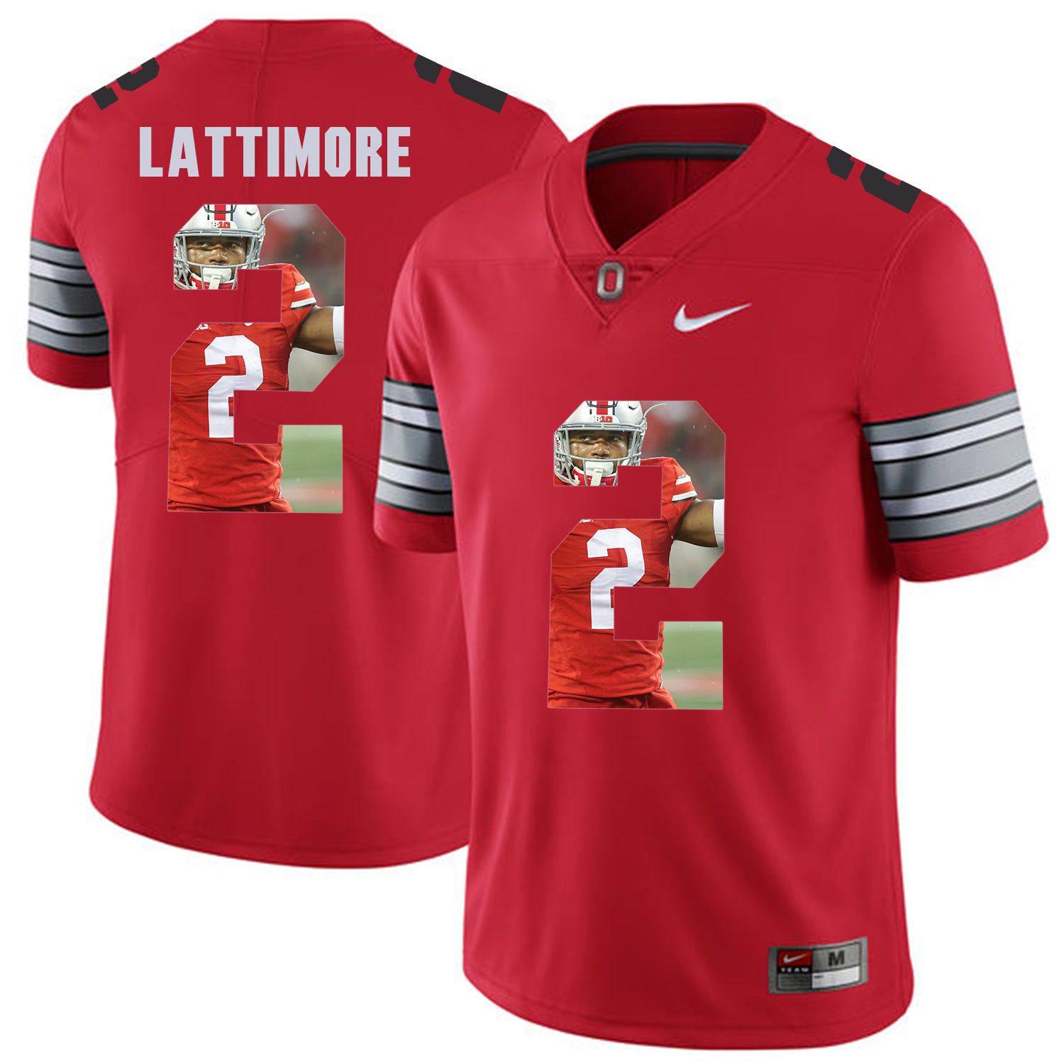Men Ohio State #2 Lattimore Red Fashion Edition Customized NCAA Jerseys->customized ncaa jersey->Custom Jersey